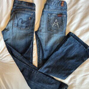 Citizens of Humanity Jeans Size 26 & 7 For All Mankind Jeans Size 25; Capris